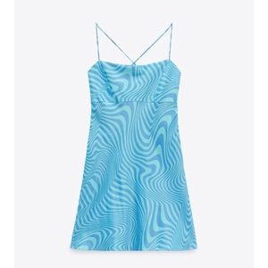 Zara Satin Effect Blue Dress